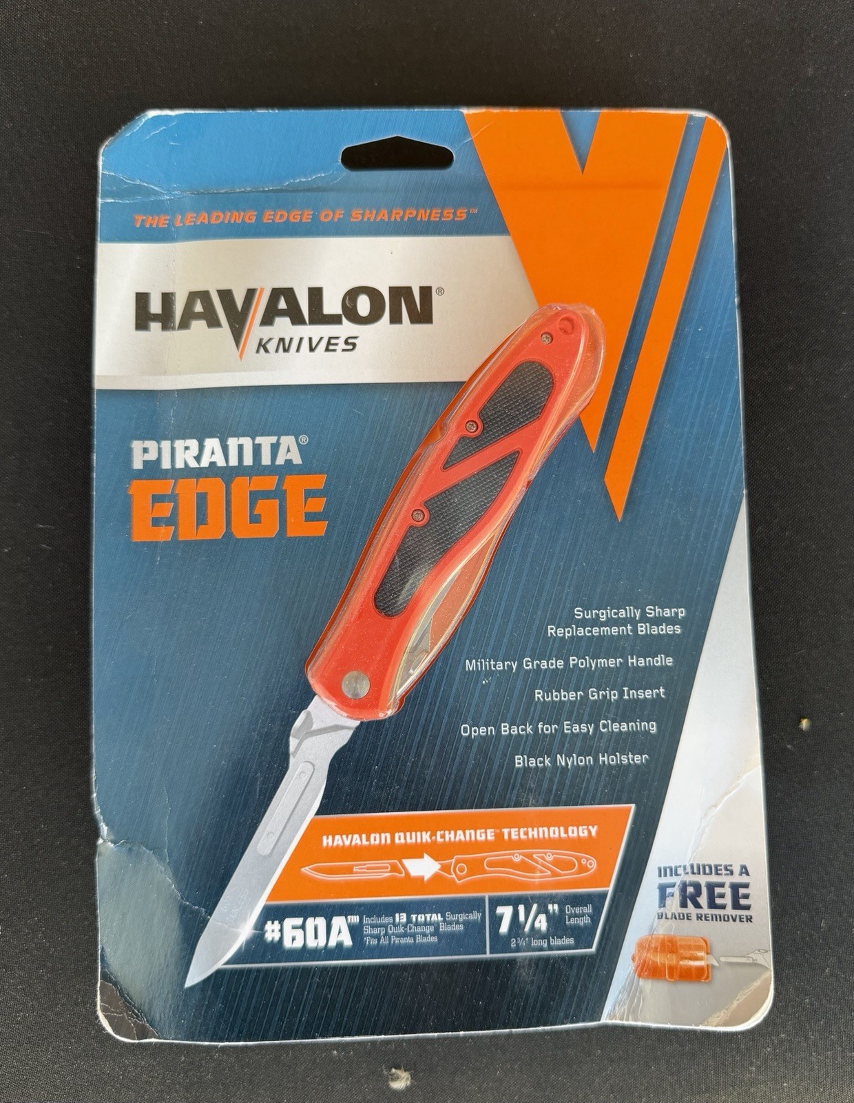 Havalon Piranta Edge Folding Pocket Knife Orange/Black, 60A Blade