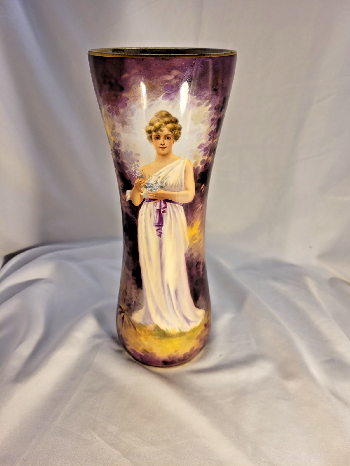 Royal Bonn Antique Porcelain Portrait & Landscape Vase Sgnd. J. Bauer 11.75