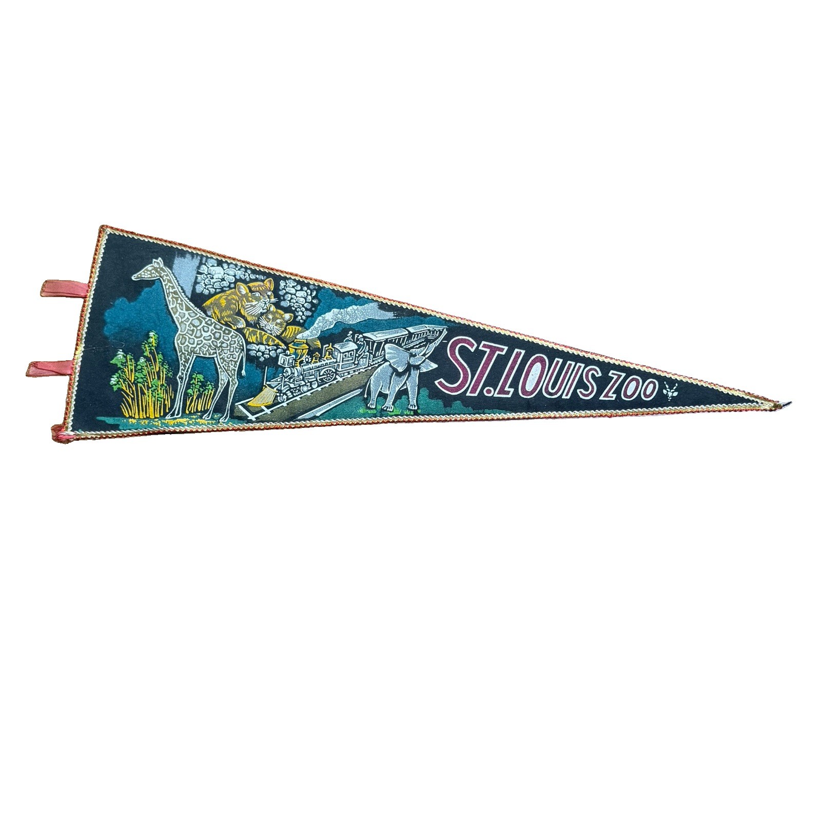 Vintage 1940’ St Louis Zoo  Souvenir Pennant Made in Japan Super Condition
