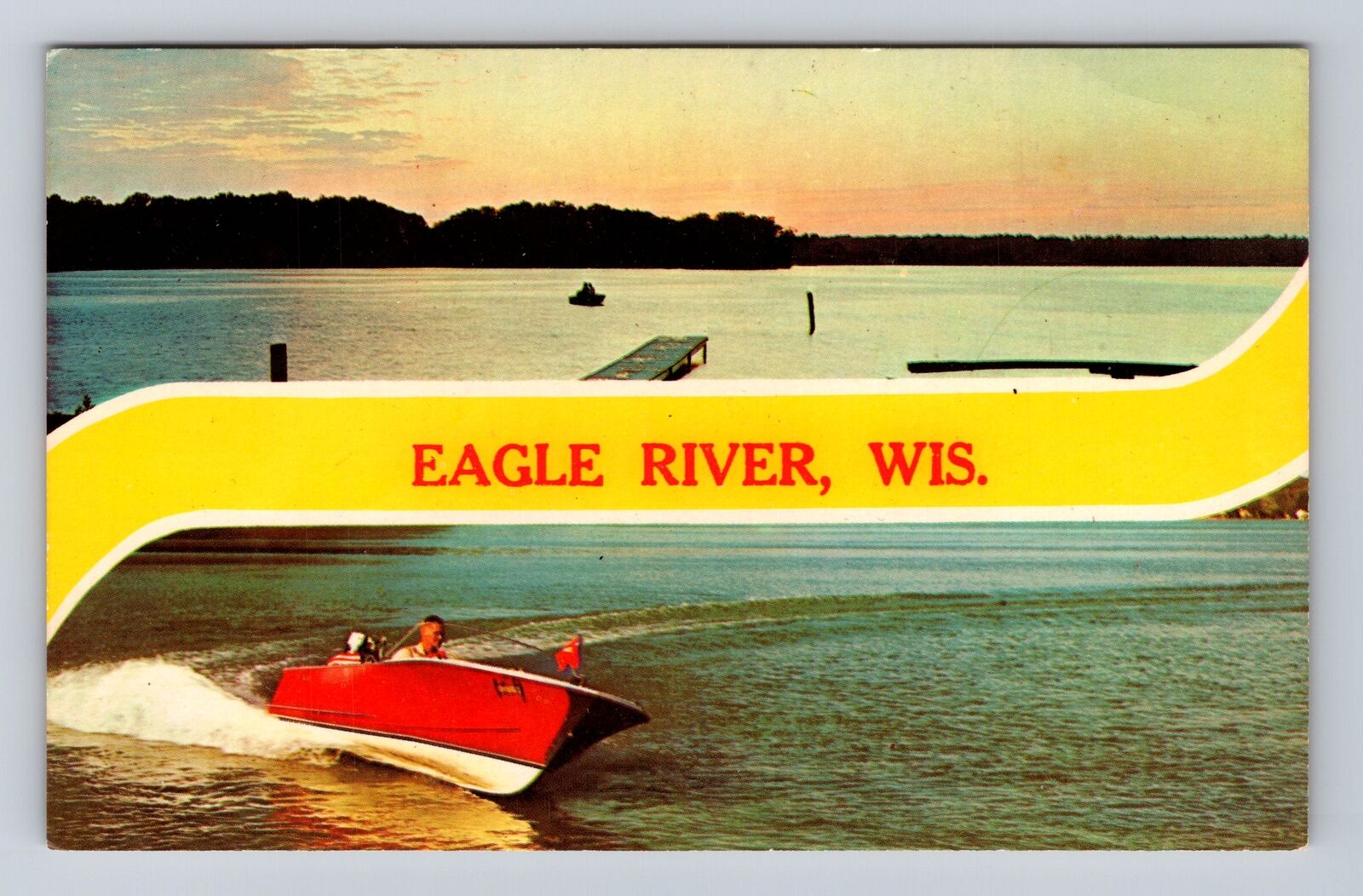 Eagle River WI-Wisconsin, General Banner Greetings, Ocean, Vintage Card Postcard