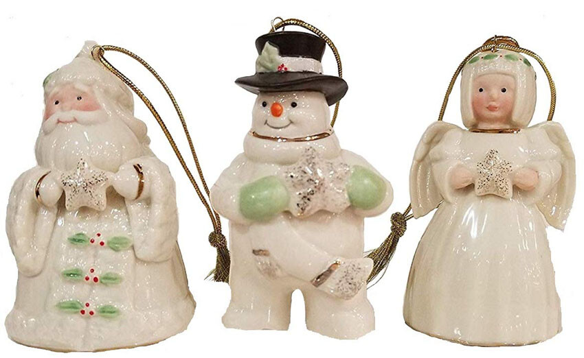 Lenox Holiday Cheer 3 PC. Ornament Set Snowman Santa & Angel 3.5