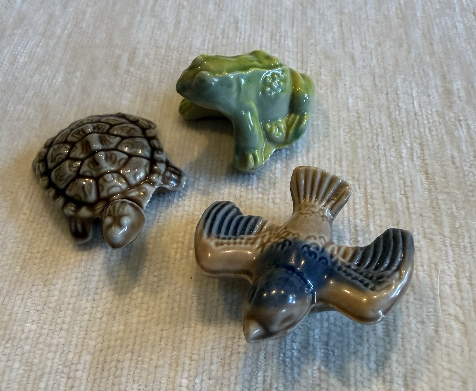 Wade Whimsies Figurines- Set/3: Turtle, Frog & Sparrow Made In England Wade Whimsies Figurines- Set/3: Turtle, Frog & Sparrow Made In England