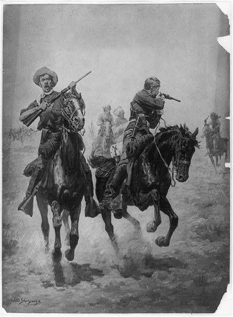Photo:U.S. Cavalry Indian Skirmish 1903 Mounted Soldiers Battle Scene