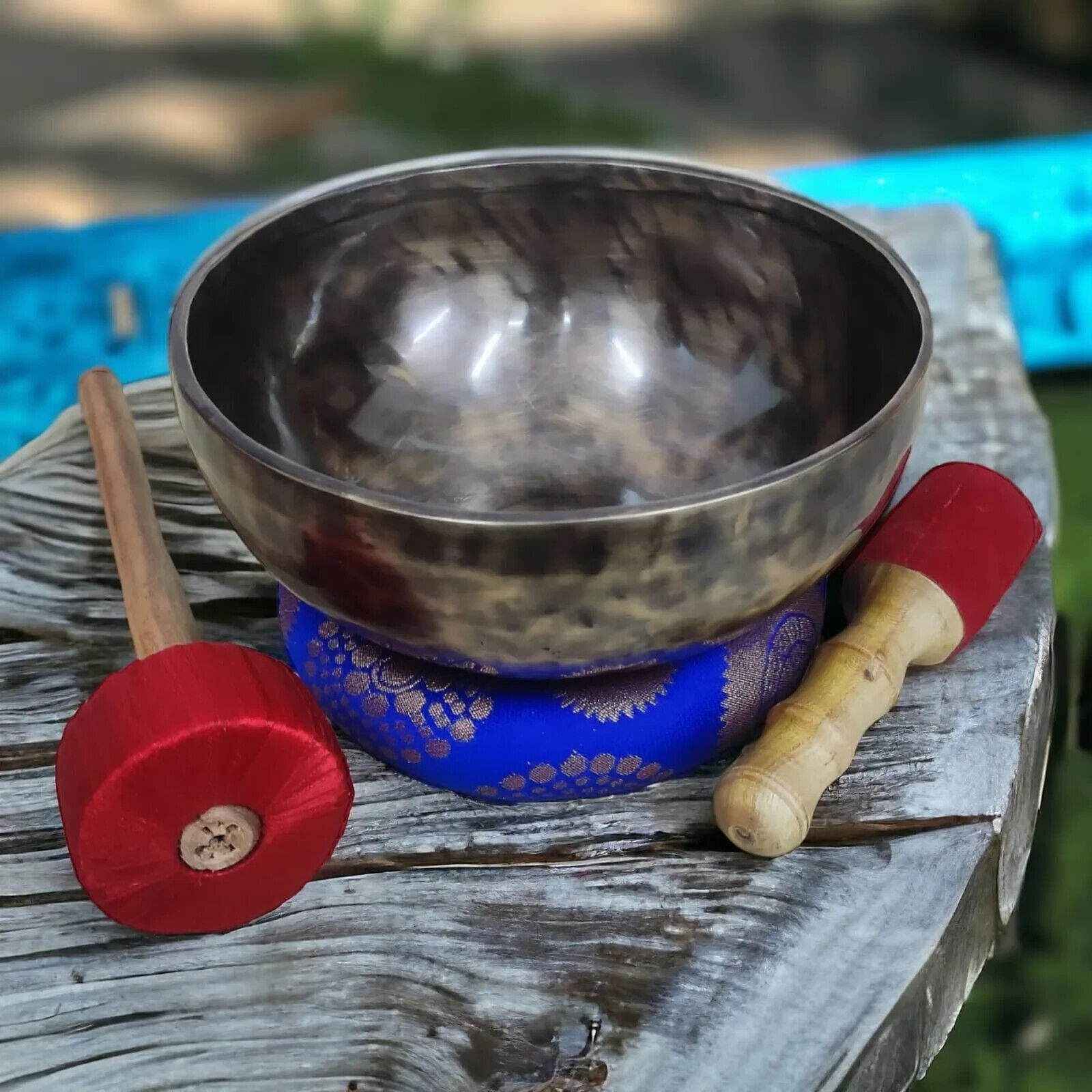 7 inch Tiger antique singing bowl - Deep resonating Himalayan bowl