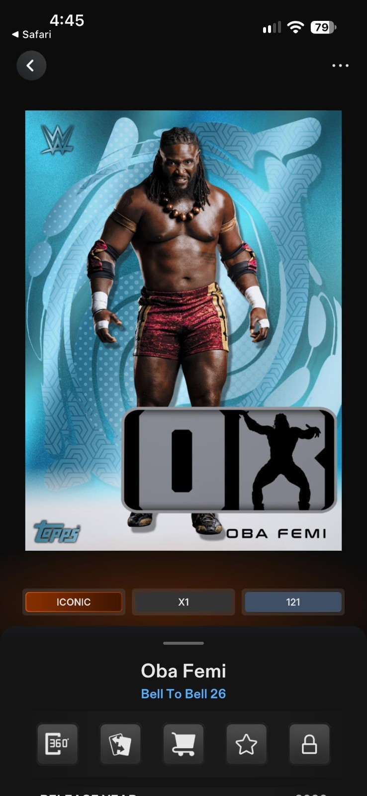 Topps WWE Slam 2026 Bell To Bell S2 Platinum Relic Iconic Select