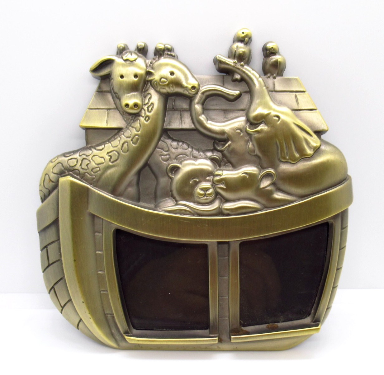 Vintage Noah’s Ark Photo Frame Connoisseur Brand Brass Tone Animal Design