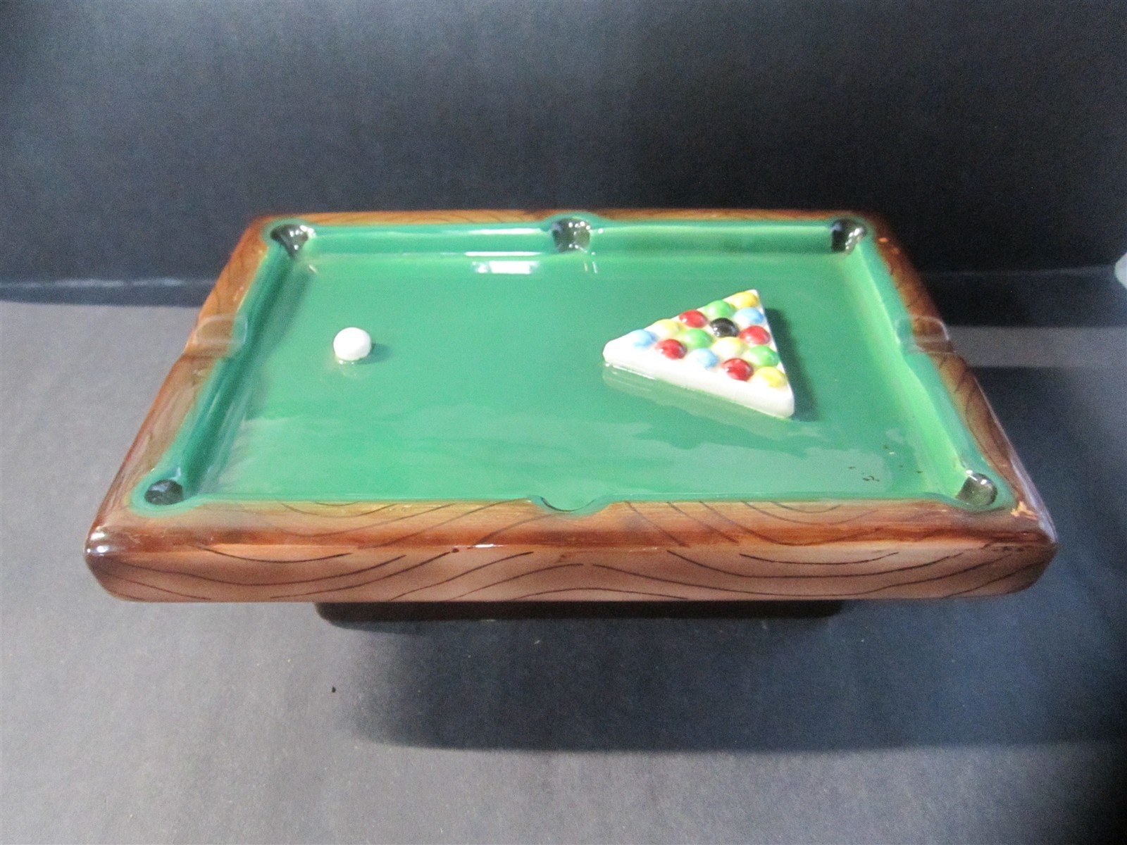Vintage Swank Pottery 1960s Ceramic Pool Table Cigar Ashtray - Made in Japan