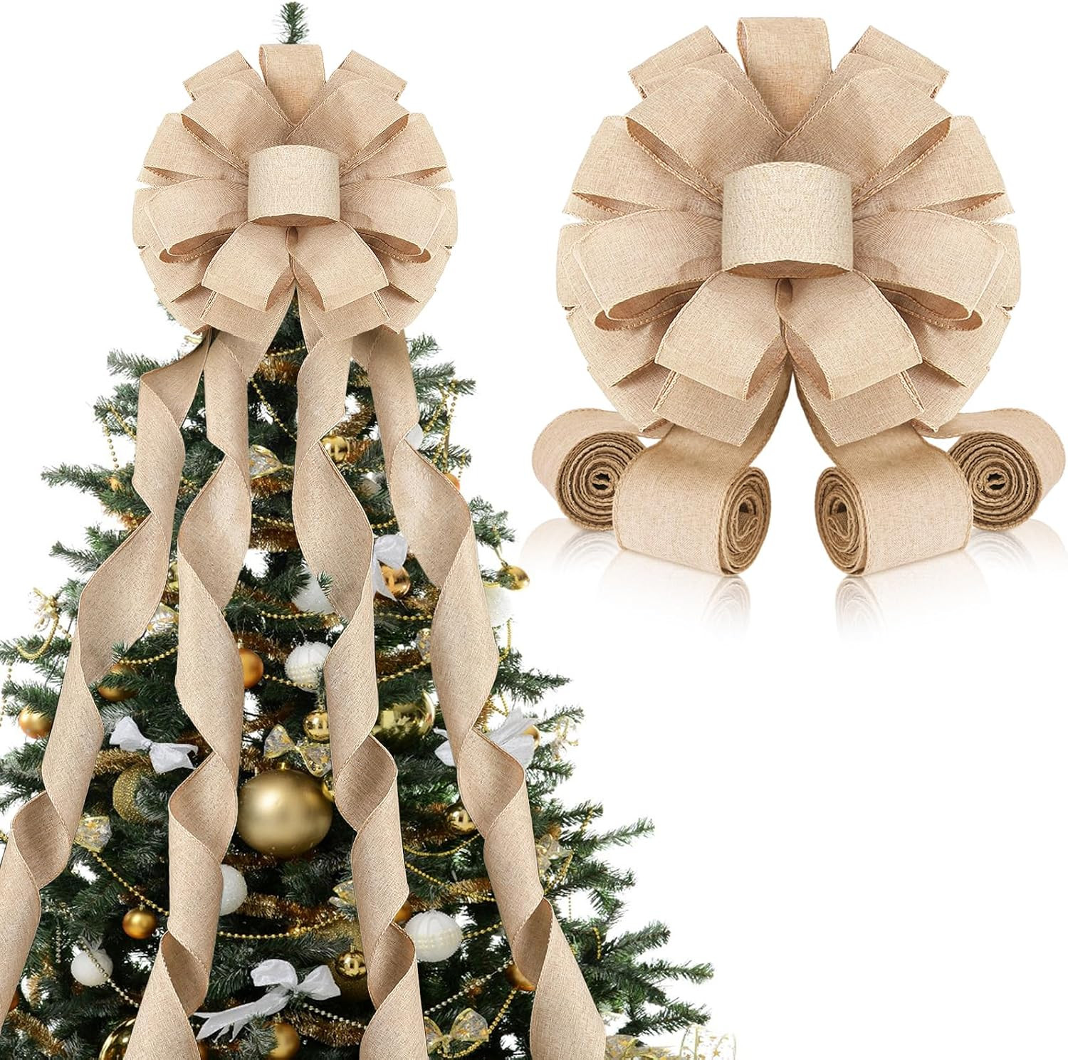 Redbaker 9ft Large Christmas Tree Topper Bow Holiday Indoor Outdoor Decor