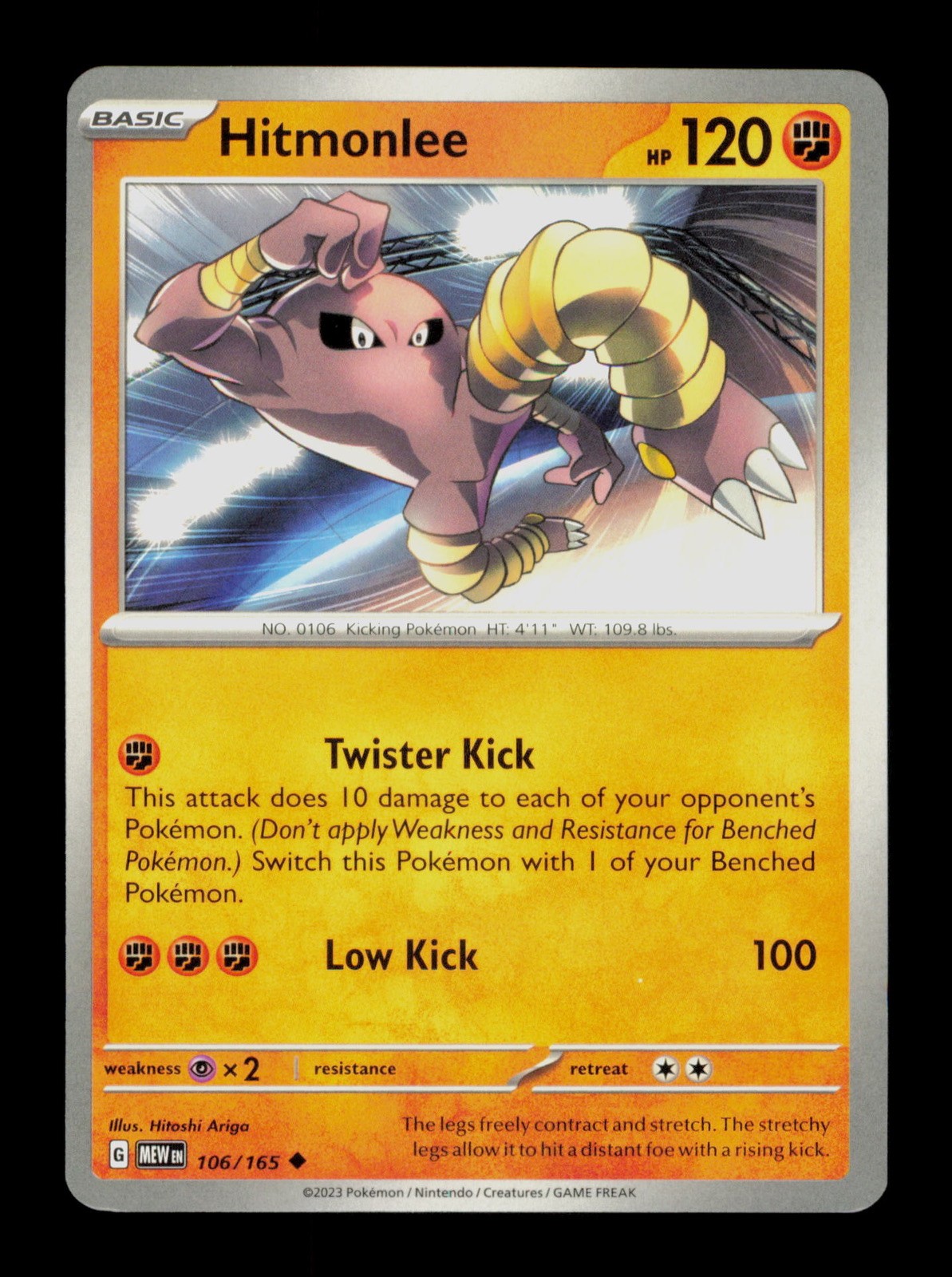 Hitmonlee 106/165 Pokemon Scarlet & Violet-159 Trading Card TC