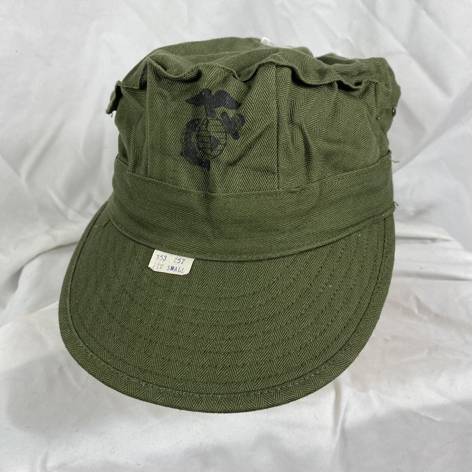 Original WWII Korean War USMC HBT Cap Hat Deadstock w/ Cutter tags size 7- 7 1/8 Original WWII Korean War USMC HBT Cap Hat Deadstock w/ Cutter tags size 7- 7 1/8