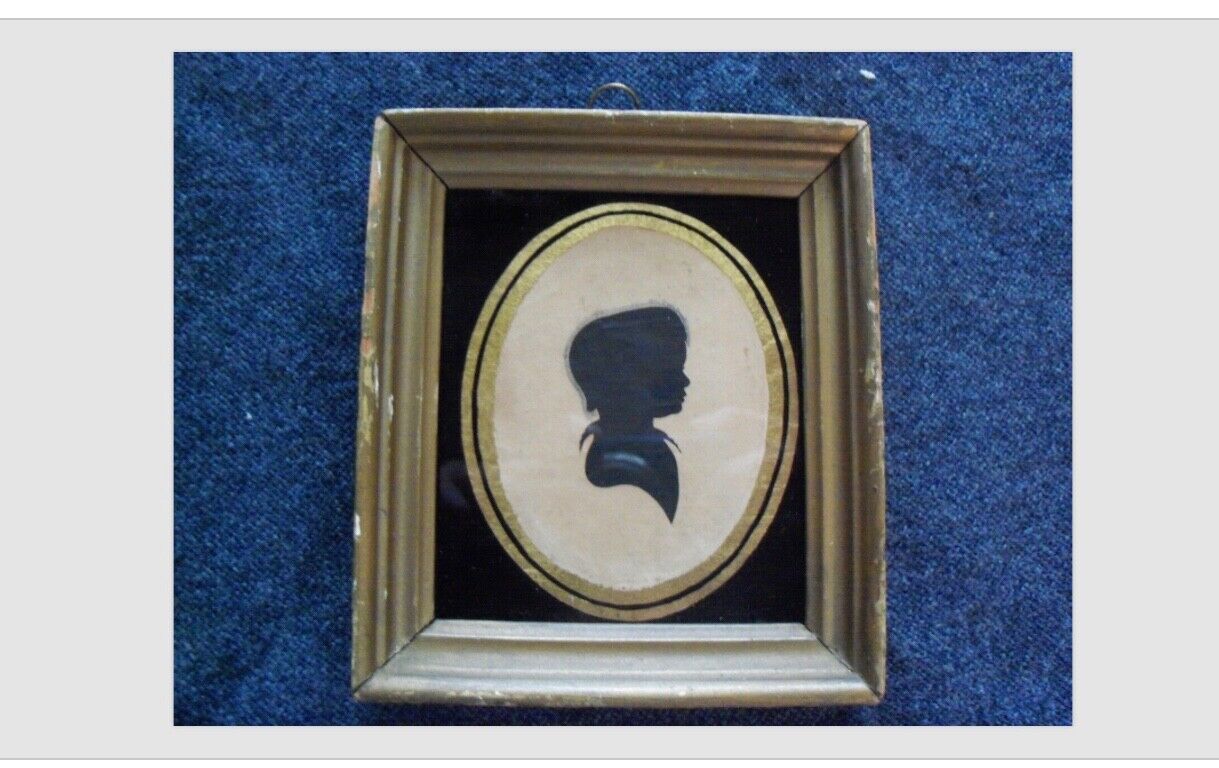 CIRCA 1825 CHILD TODDLER BABY HOLLOW CUT SILHOUETTE WITH FRAME/MASSACHUSETTS