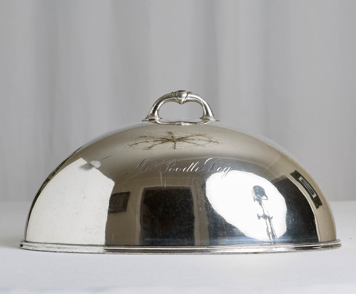 Rare Antique New Poodle Dog Hotel, San Francisco Silver Plate Food Dome