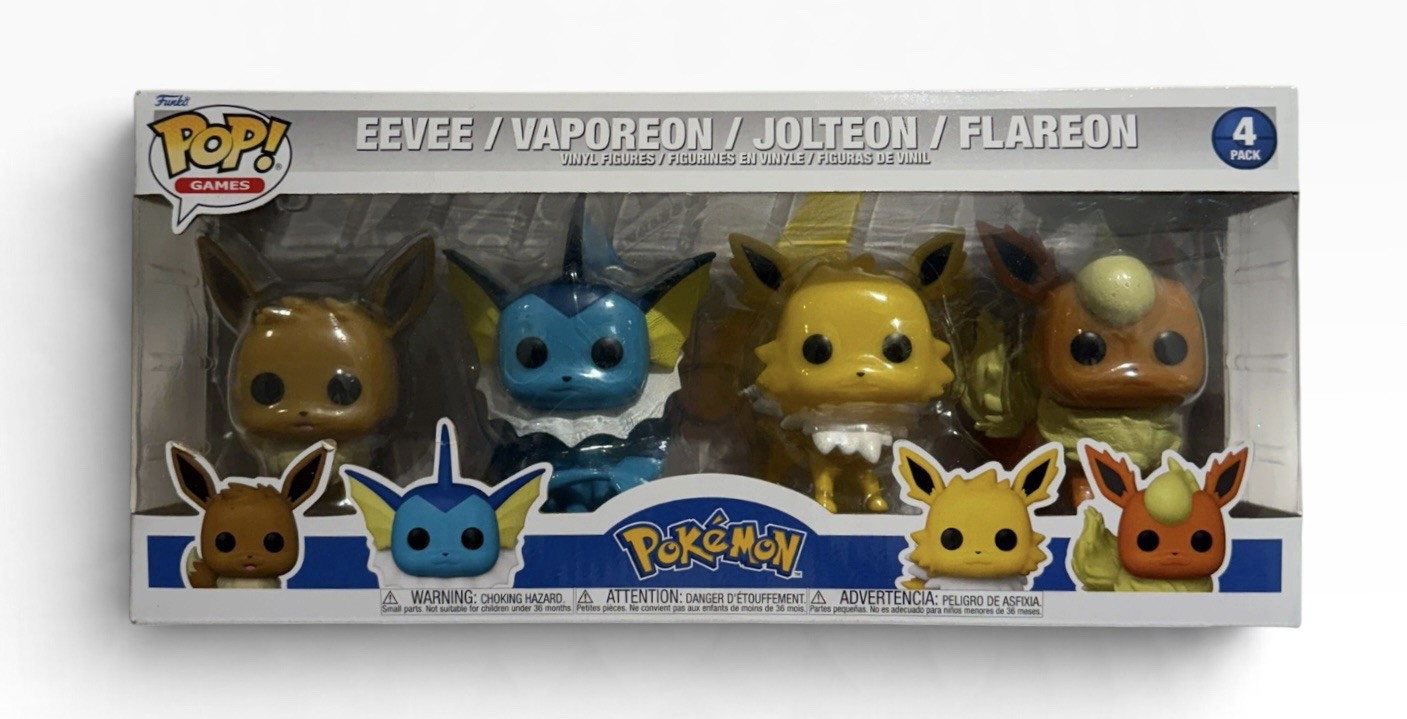 Funko Pop Pokemon Eevee Vaporeon Jolteon Flareon Eeveelutions 4 Pack 2022 - NEW