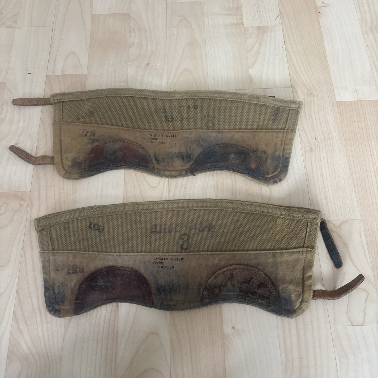 Vintage British army Khaki Canvas Webbing Anklets/Gaiters (puttees) 1950s Size 3
