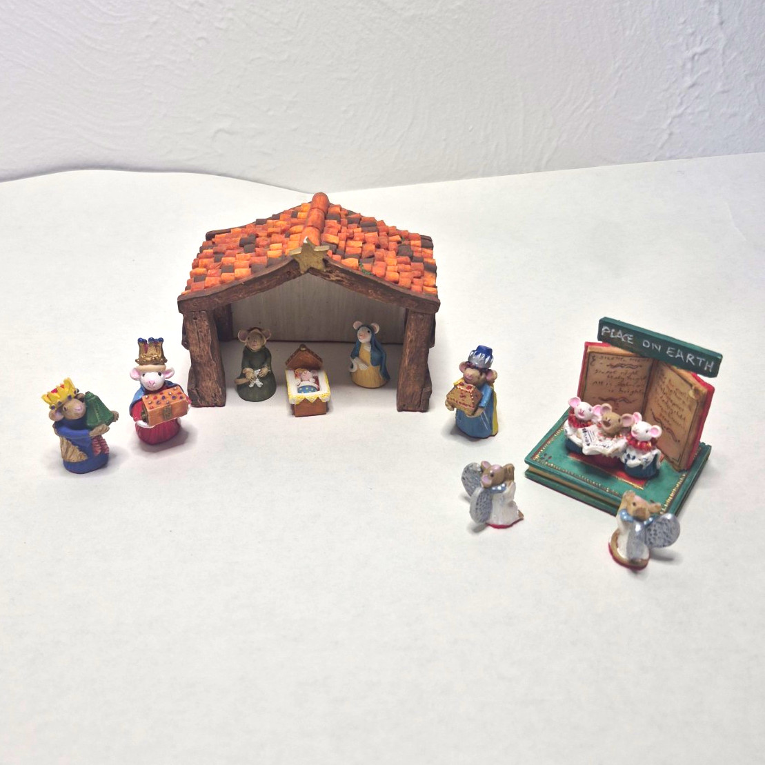 1994 Enesco Pennywhistle Lane Whistlers Nativity Mice 4 Set Lot Boxed