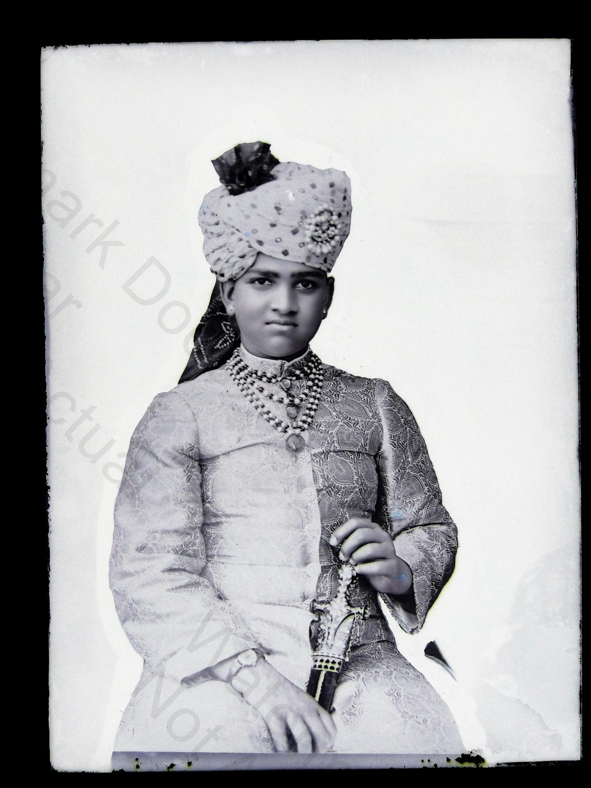 Maharaja Sawai Man Singh II Jaipur India Royalty Portrait 1920s Negative
