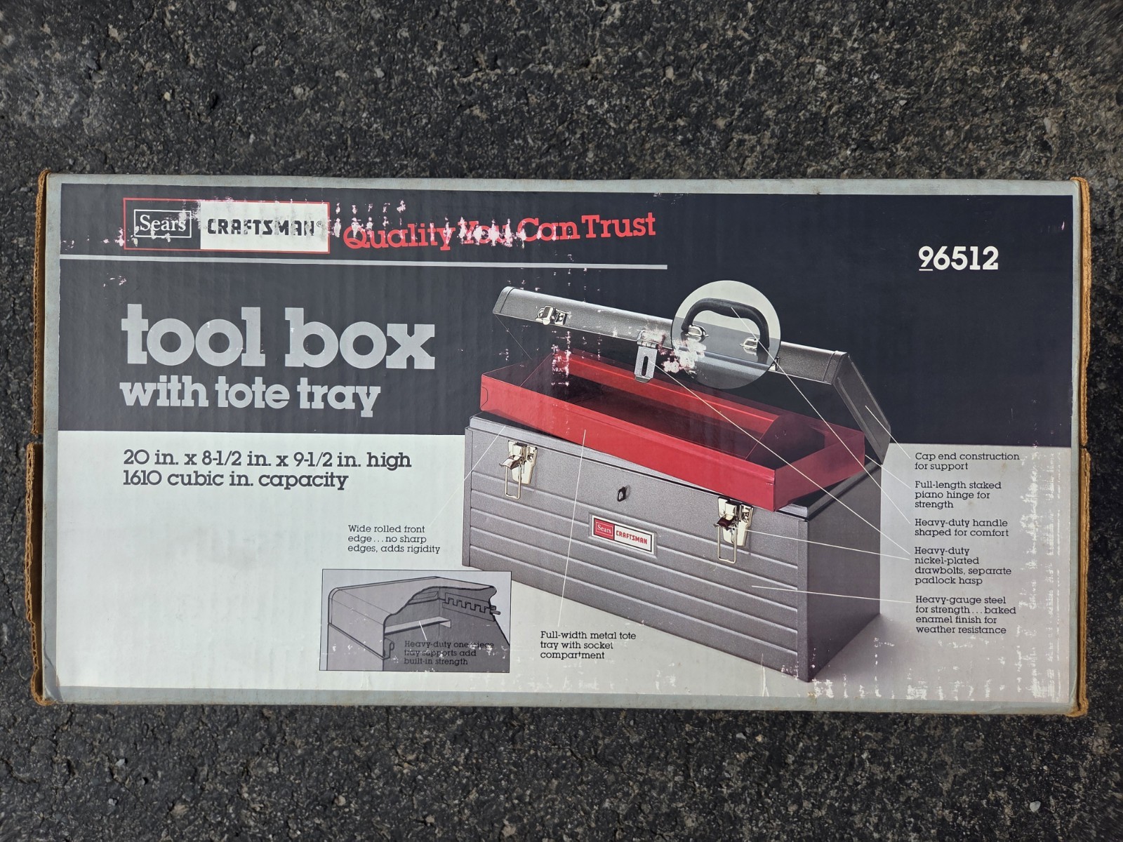 New Old Stock (NOS) Made In USA Sears Craftsman Metal Toolbox Model 6512 Sealed