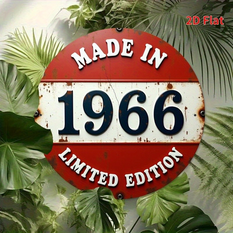 1pc 1966 Limited Edition Round Metal Sign - Vintage 
