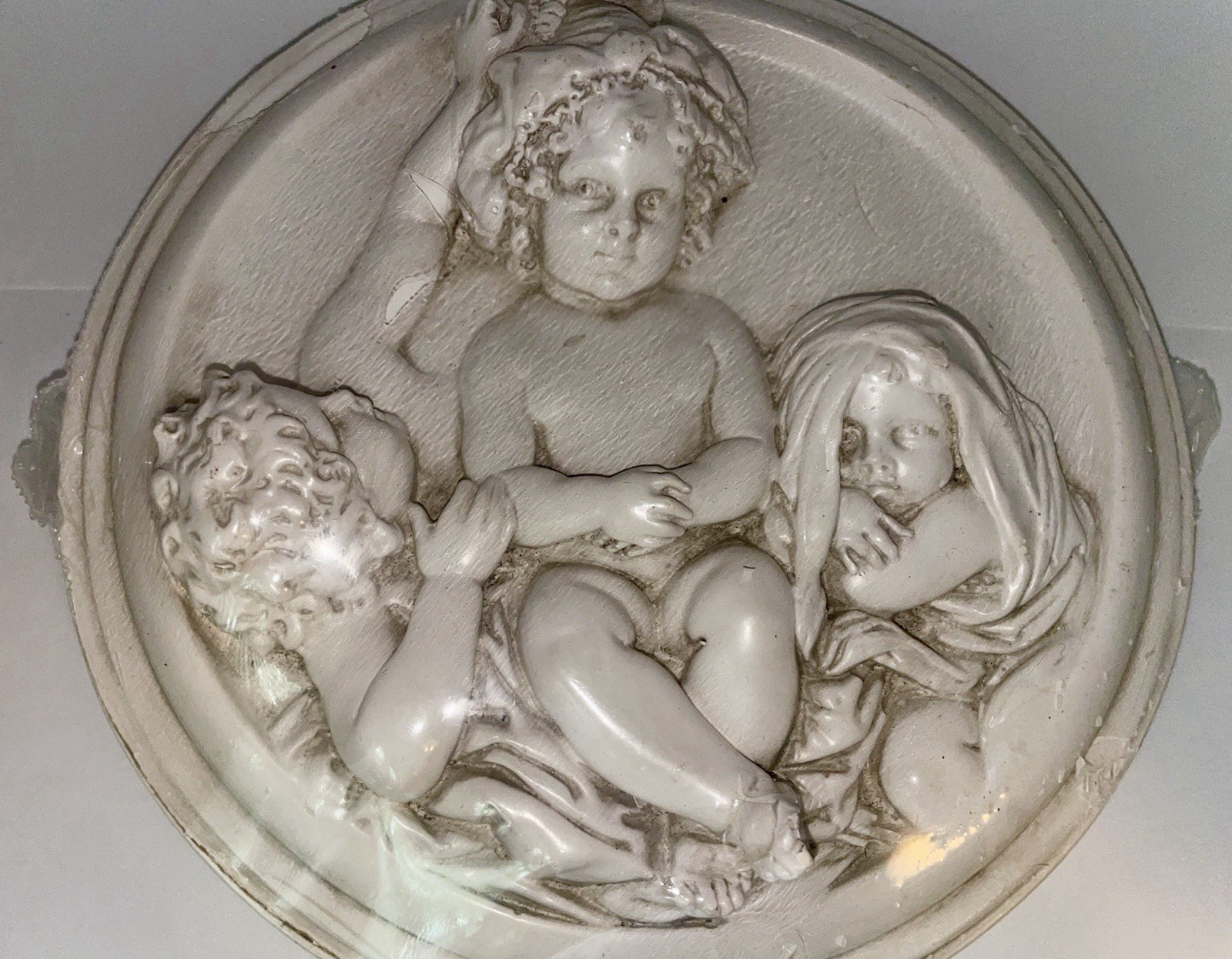 Vintage Angel Cherub Wall Plaque - Hand Painted Italy Plaster Sealed Never Open Vintage Angel Cherub Wall Plaque - Hand Painted Italy Plaster Sealed Never Open