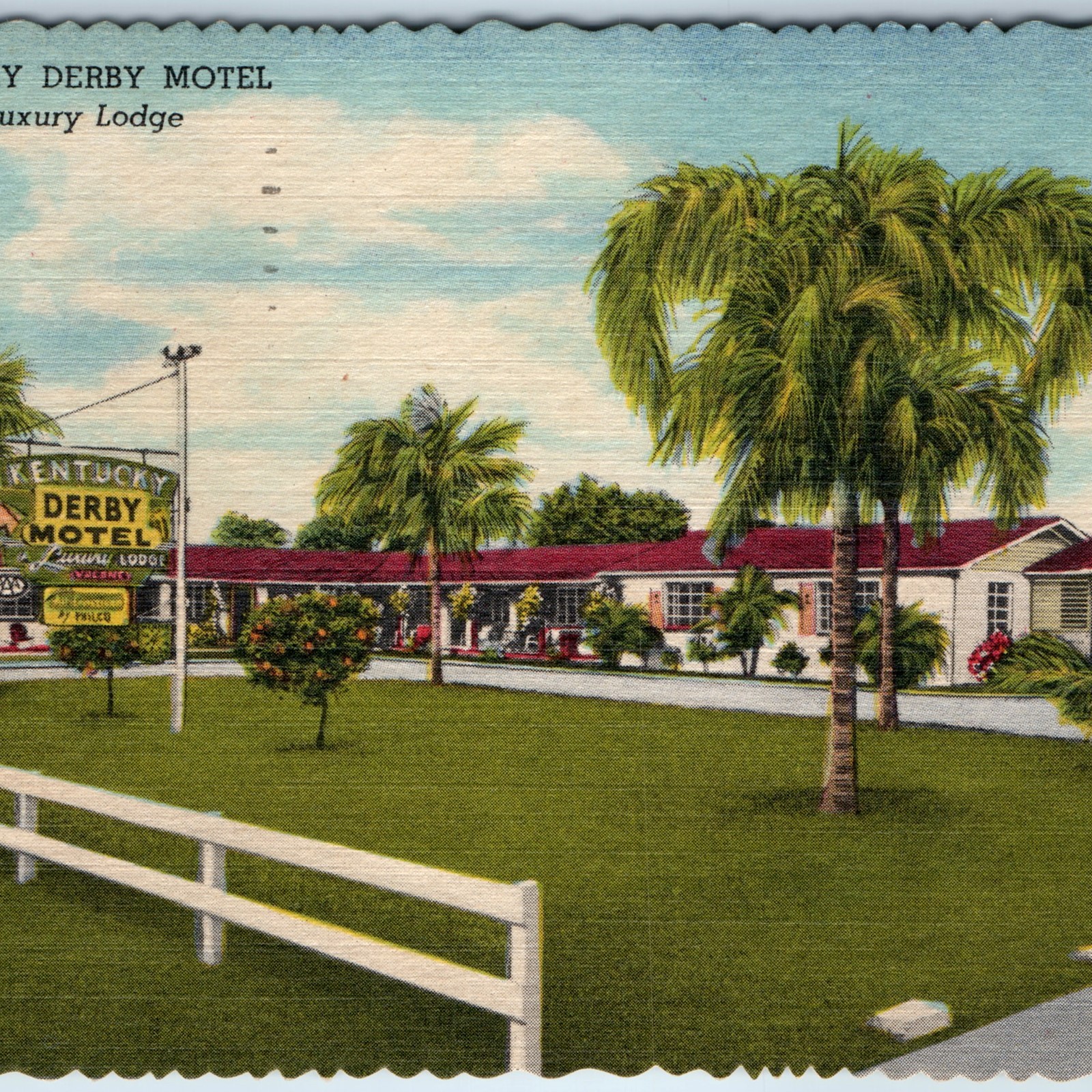 c1950s St Petersburg FL Kentucky Derby Motel Postcard Vintage AAA Linen Lodge c1950s St Petersburg FL Kentucky Derby Motel Postcard Vintage AAA Linen Lodge