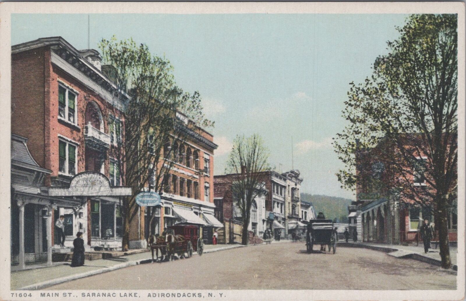 Main Street Saranac Lake Adirondacks New York Stores Postcard