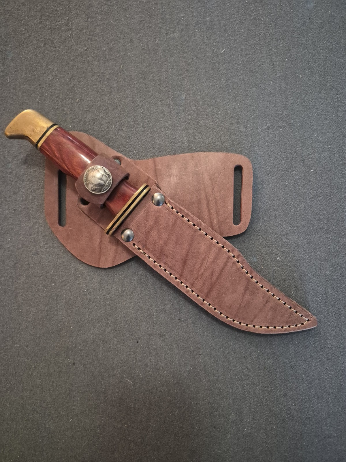 Custom sheath fits Buck 119 Knife. cross draw. wear left draw right hand.