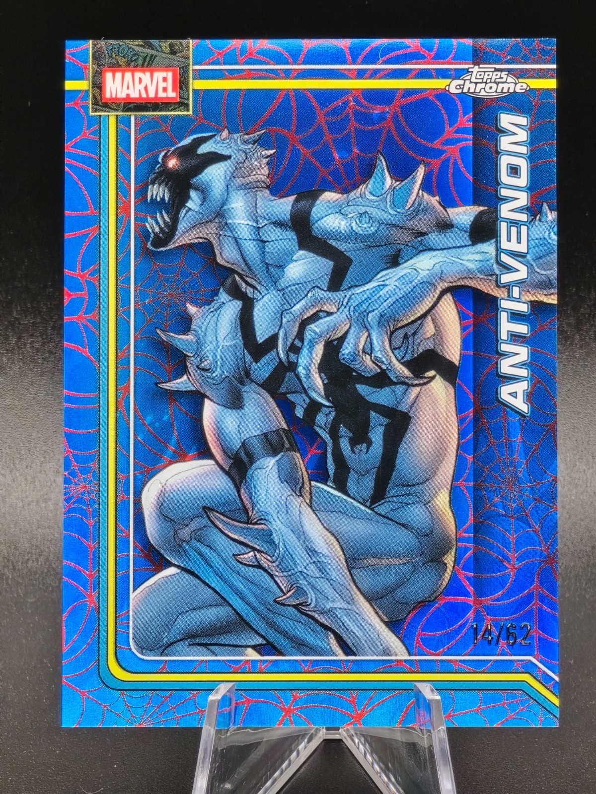 2026 Topps Chrome Marvel ANTI-VENOM Blue & Red Spider-Web Refractor /62 #102