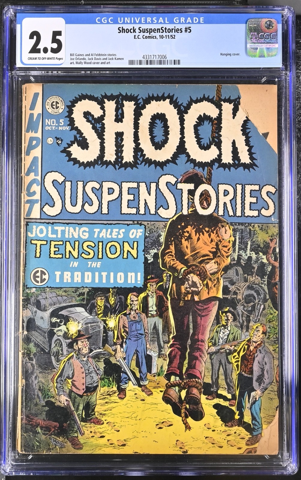 Shock SuspenStories #5 CGC 2.5 ~ E.C. Comics ~ Pre Code Horror ~ Hanging Cover