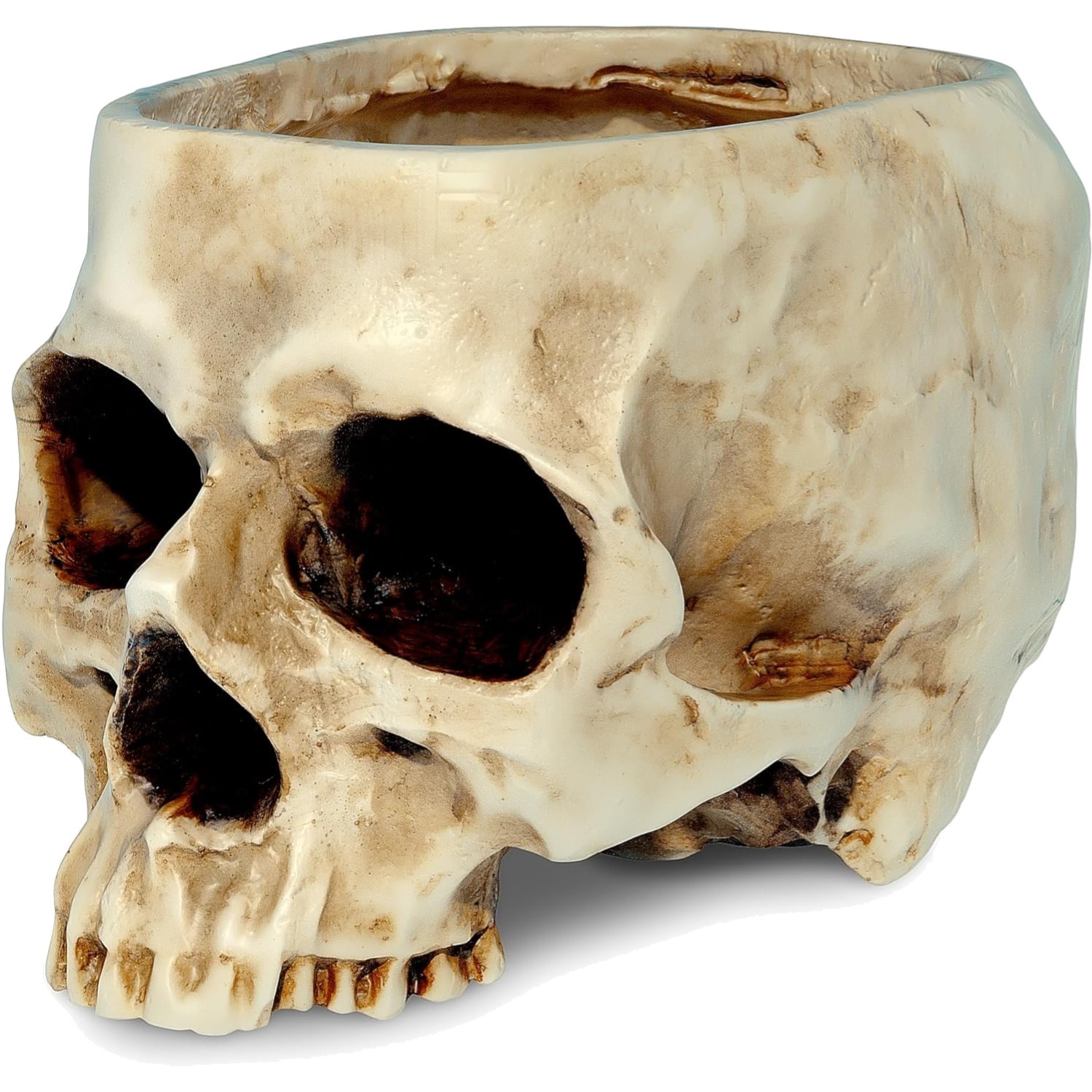 Luxurious White Skull Planter with Drainage - Gothic Home Decor for Halloween