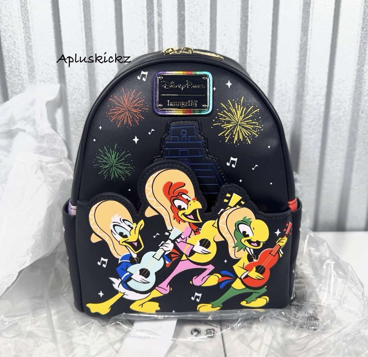 Disney Parks The Three Caballeros Loungefly Backpack EPCOT Mexico Pavilion GITD