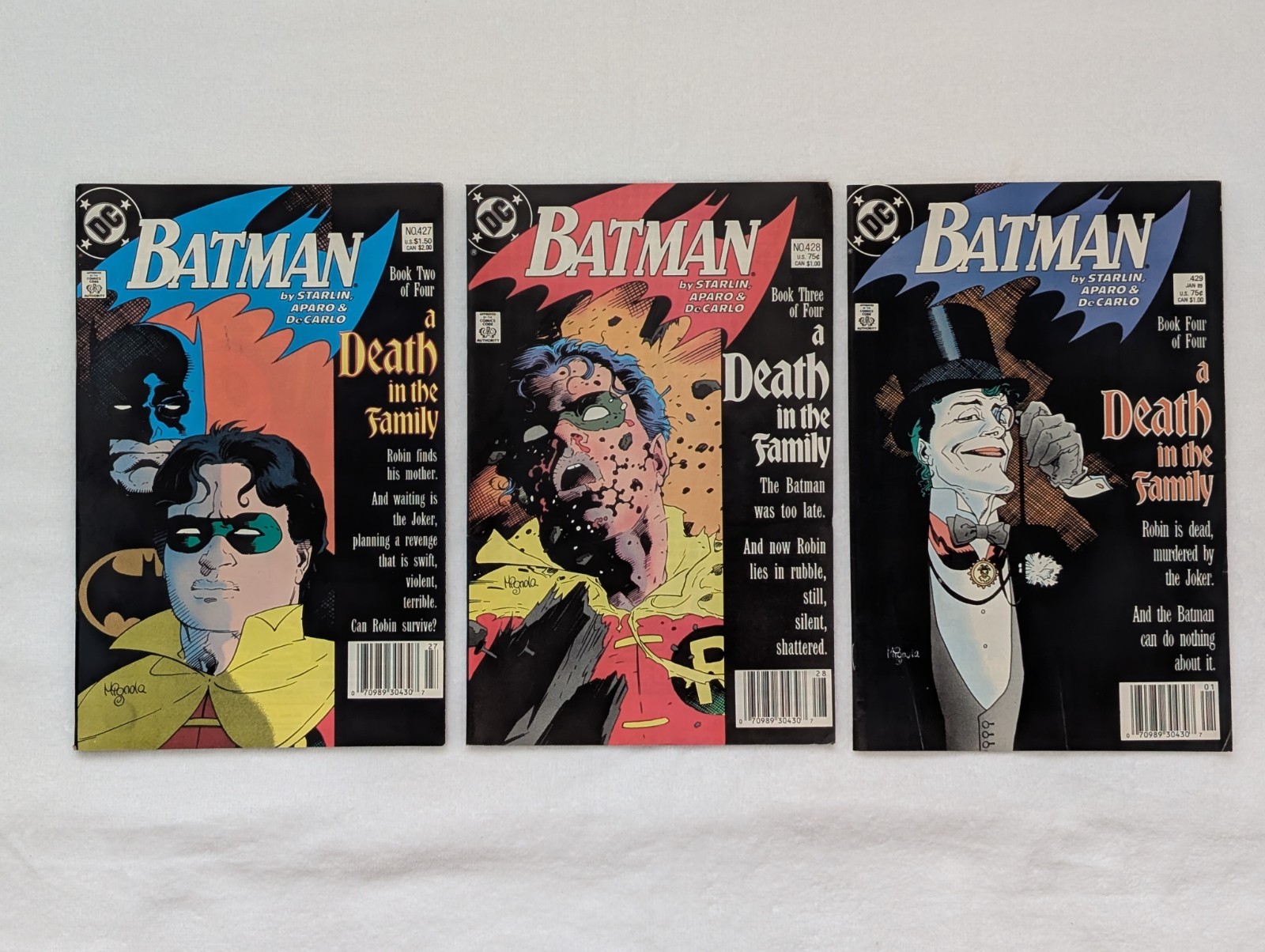 GUC - DC Batman #427 #428 #429 Newsstand Lot ‘A Death In The Family’, 