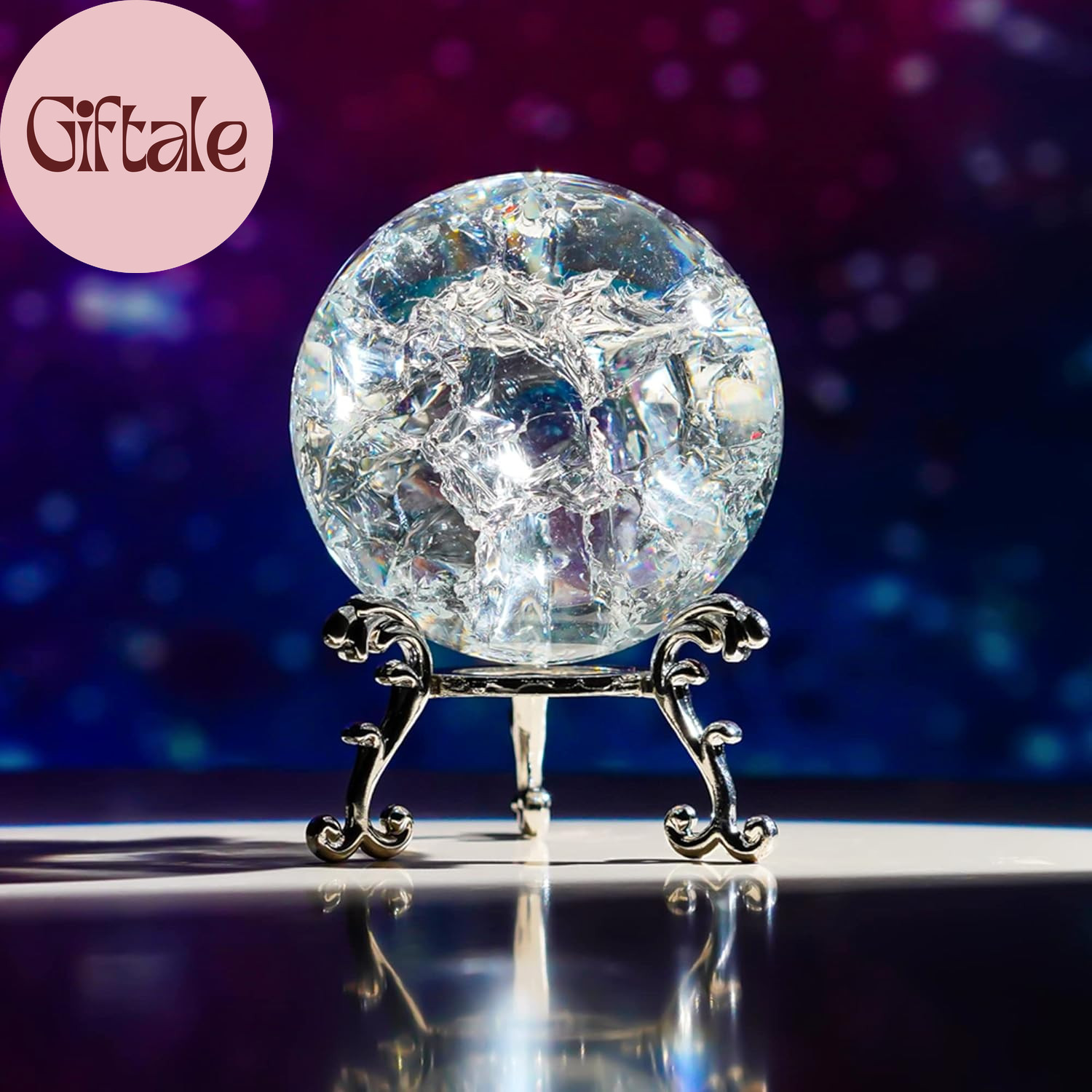 60Mm Ice Cracked Crystal Ball Paperweight Crystal Glass Sphere with Stand for Ch 60Mm Ice Cracked Crystal Ball Paperweight Crystal Glass Sphere with Stand for Ch