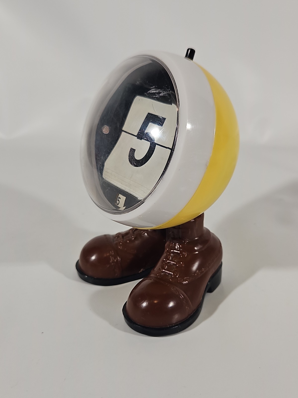 Vtg Big Foot Perpetual Flip Desk Calendar Feet Shoes Yellow Orb Ball Date Works