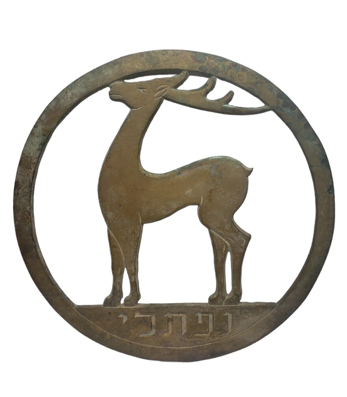 Vintage Judaica Brass Plaque Synagogue Tribes Of Israel Naftali Antique Rare