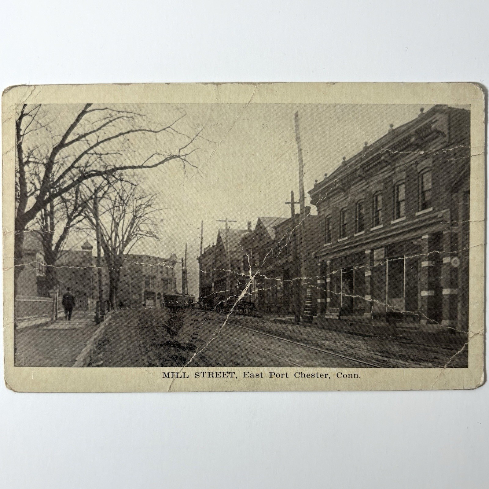 Mill Street East Port Chester CT Postcard Antique Greenwich Byram Connecticut