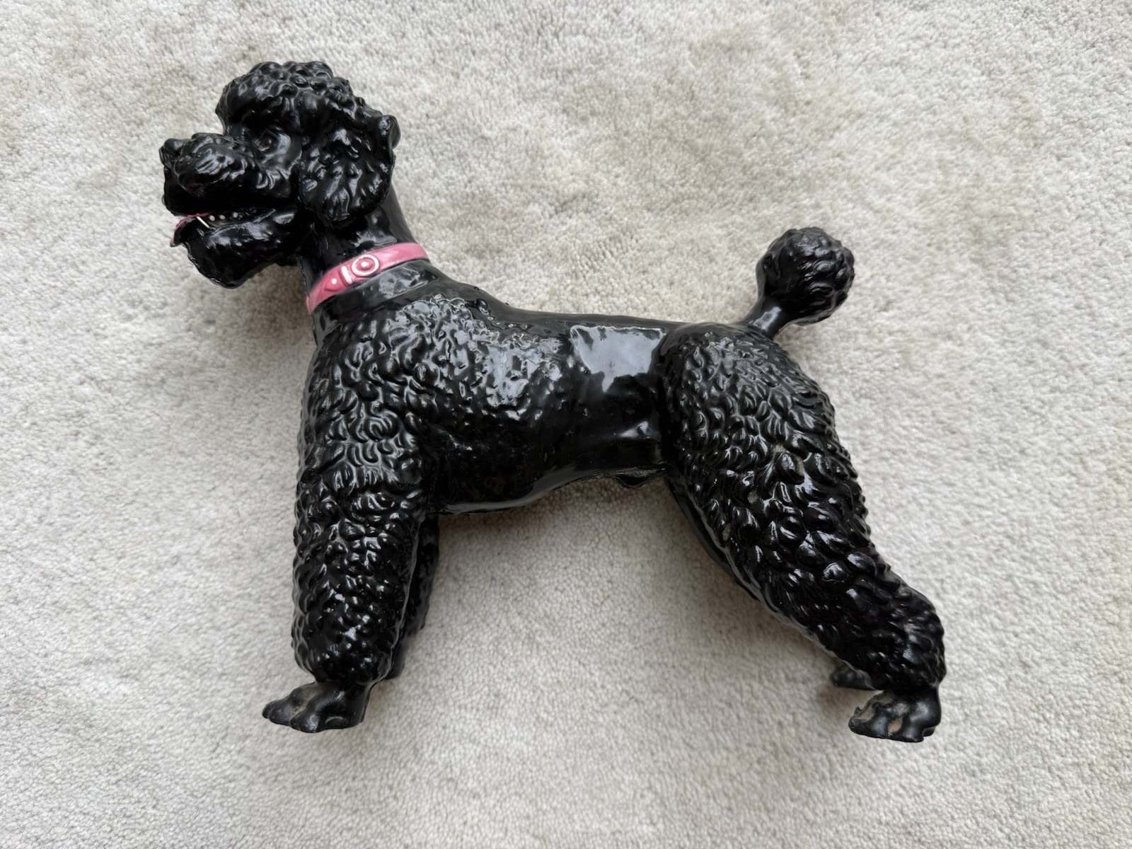 Vintage Breyer Horse #67 Glossy Black Poodle Dog Red Collar 1950s Excellent