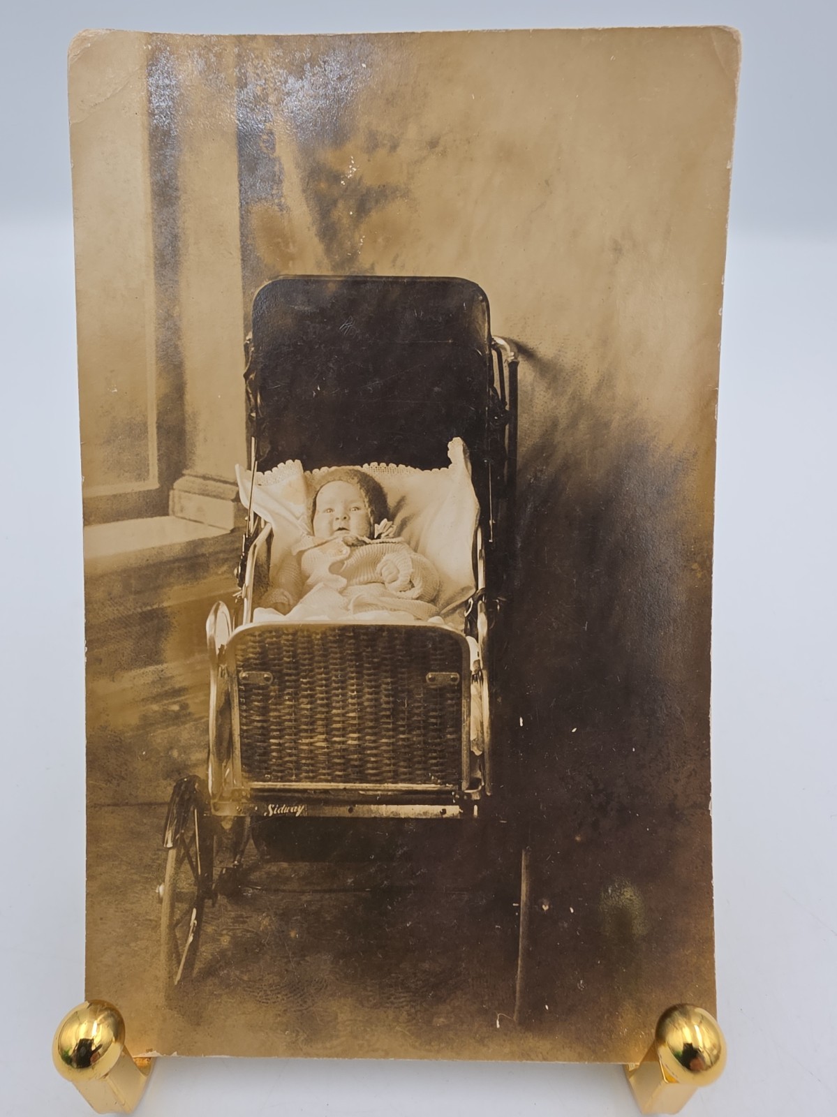 Antique 1918 Postcard Of 3 Month Old Baby In A Stroller Nov 29th 1918 B & W RPPC Antique 1918 Postcard Of 3 Month Old Baby In A Stroller Nov 29th 1918 B & W RPPC