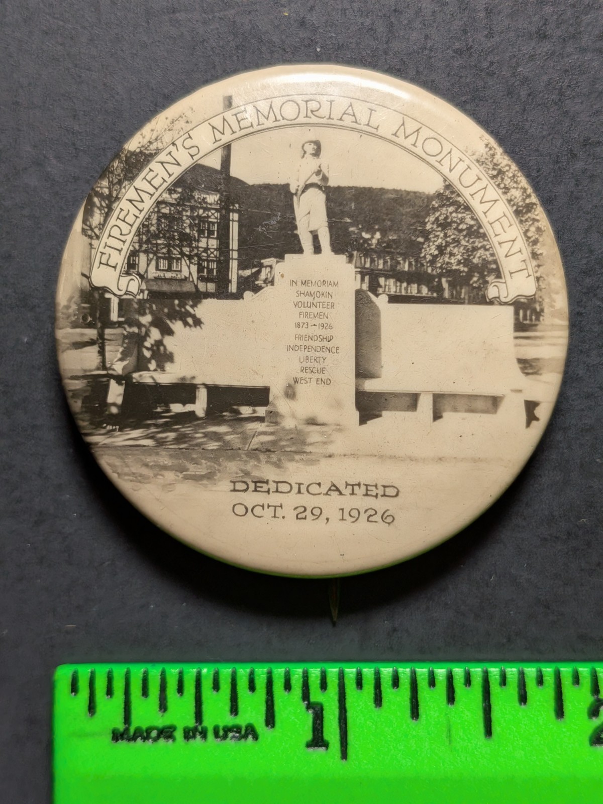 Vintage 1926 Shamokin Pennsylvania Fire Association Pinback Pin Vintage 1926 Shamokin Pennsylvania Fire Association Pinback Pin