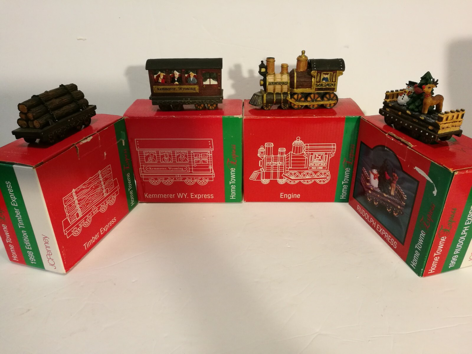 FOUR 1998 J  C Penney Company Home Towne Express Trains in Boxes NICE DISPLAY