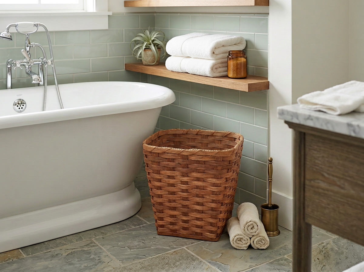 Amish Small Square Waste Basket With Solid Oak Bottom for Office or Bathroom Amish Small Square Waste Basket With Solid Oak Bottom for Office or Bathroom