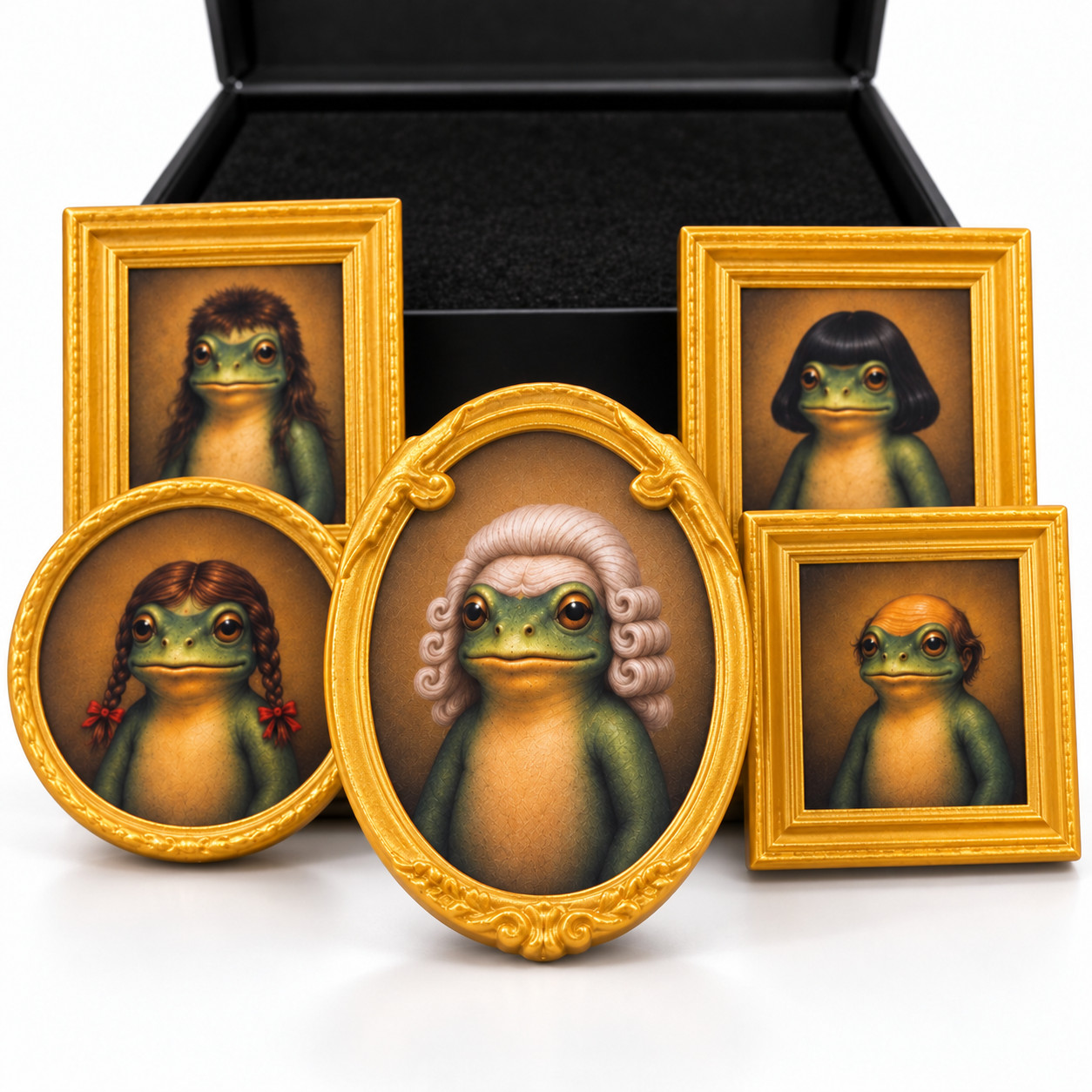5PCS Funny Frog Fridge Magnet, Cute Vintage Mini Framed Frog Art Magnet, Funny..