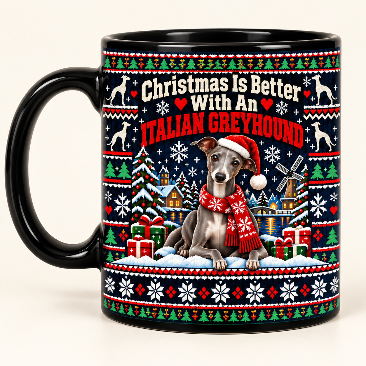 Italian Greyhound Christmas Gift, Piccolo levriero italiano, Italian Greyhound
