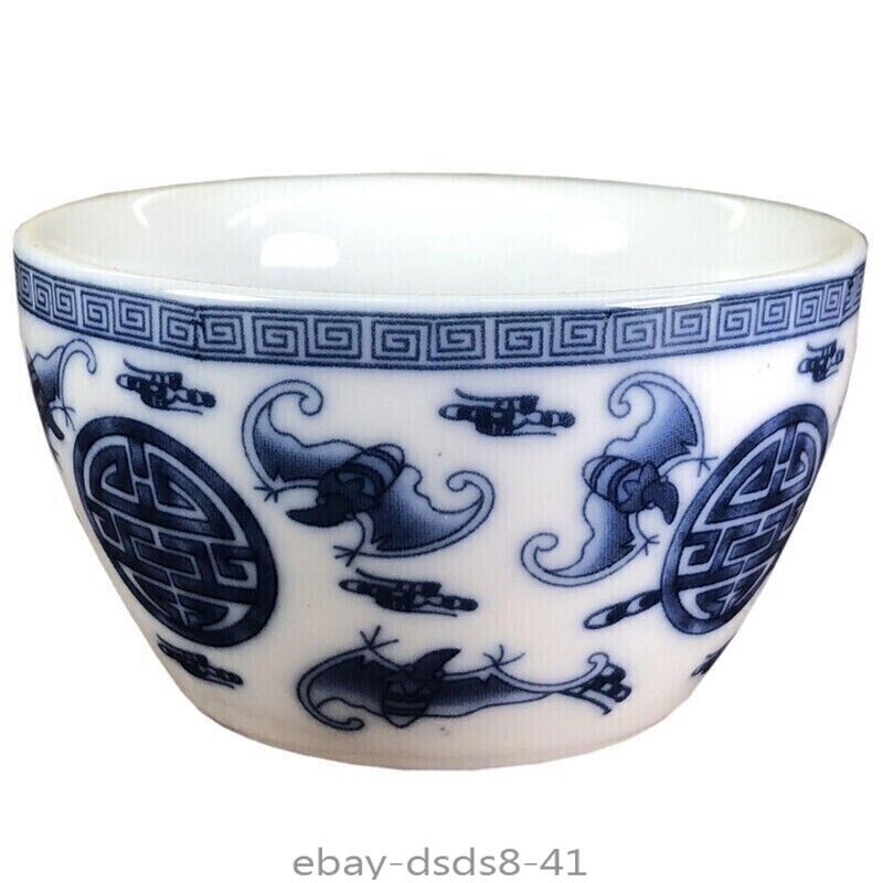 Chinese 2.6Inch Jingdezhen Blue and White Porcelain 福 Pattern Teacup Cup