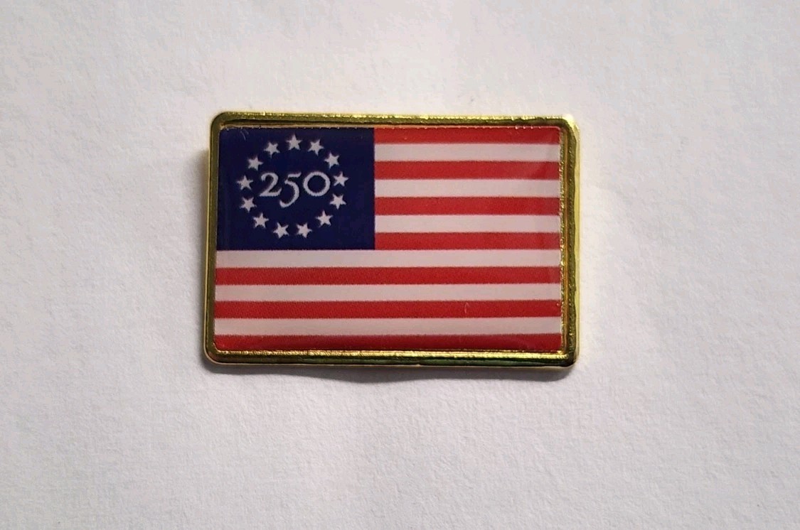  Betsy Ross Style Flag 250th Anniversary Lapel Pin - Hat Pin - USA - Patriot