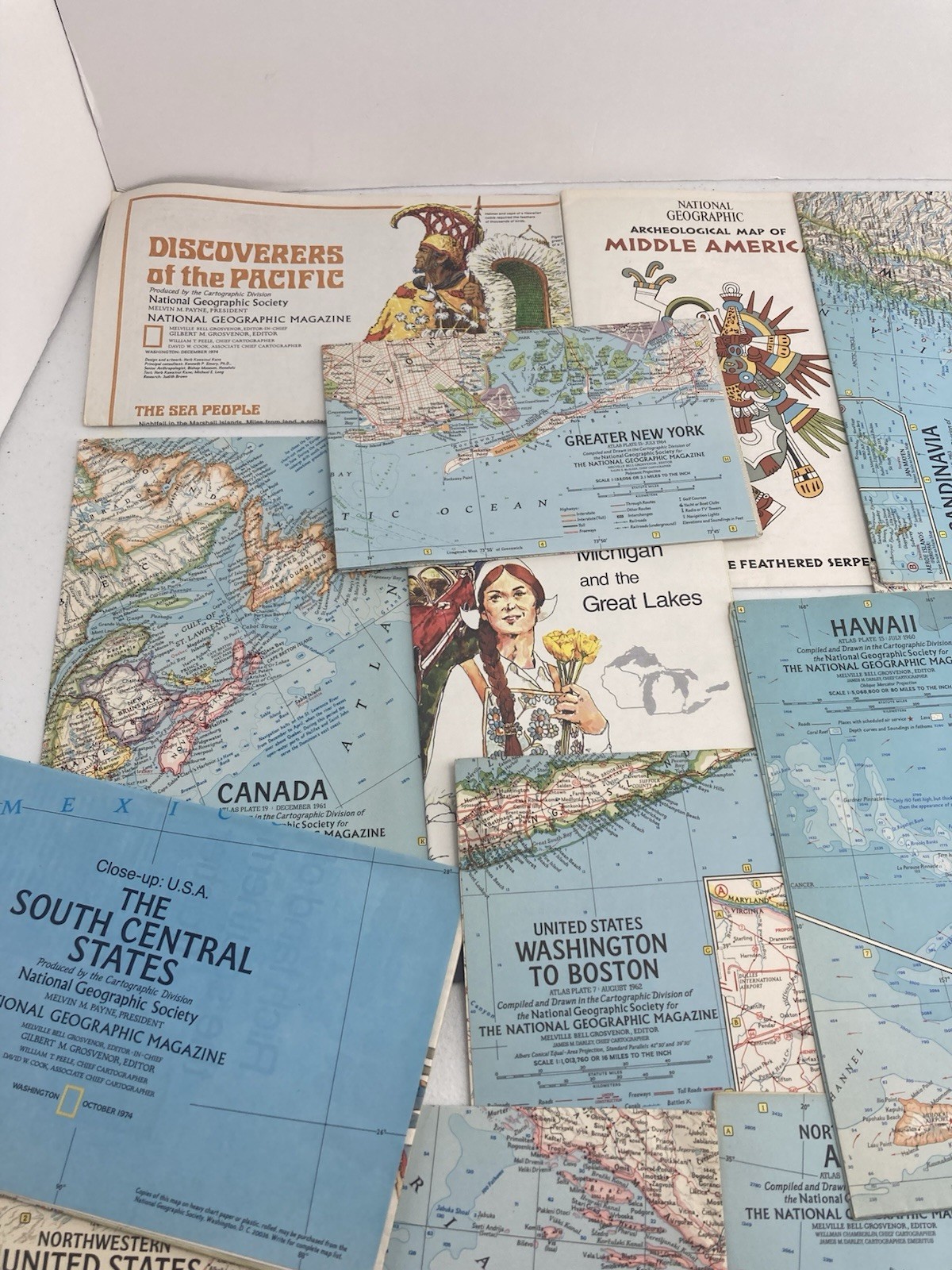 Lot of 18 Vintage National Geographic Maps 1958-1967 Fold-Out Inserts Europe USA