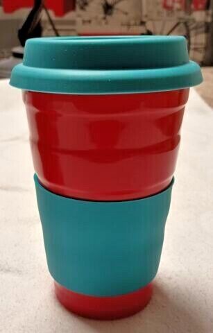 SCM Designs Embossed Glazed Stoneware Cups 12 Oz. Travel Tumbler Silicone Lid