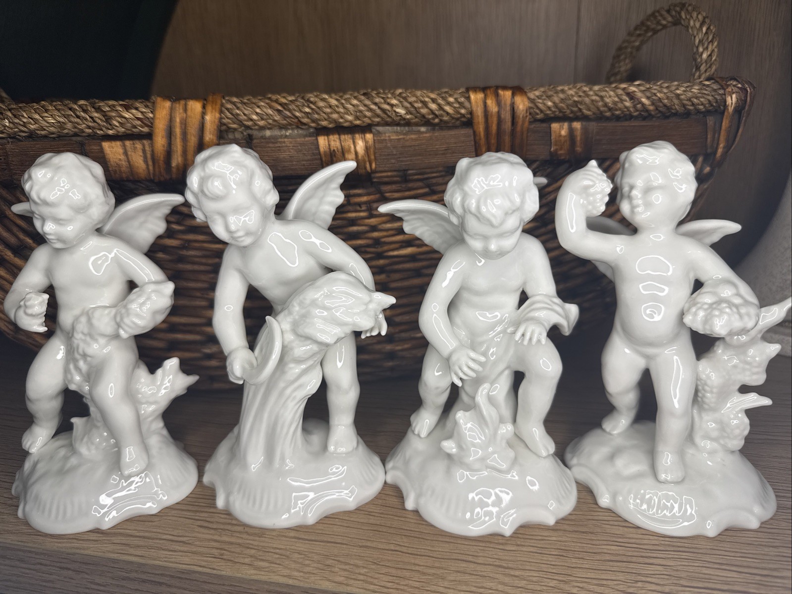 Vintage Karl-Heinz Klette Original Germany White Porcelain Cherub Boys Set of 4