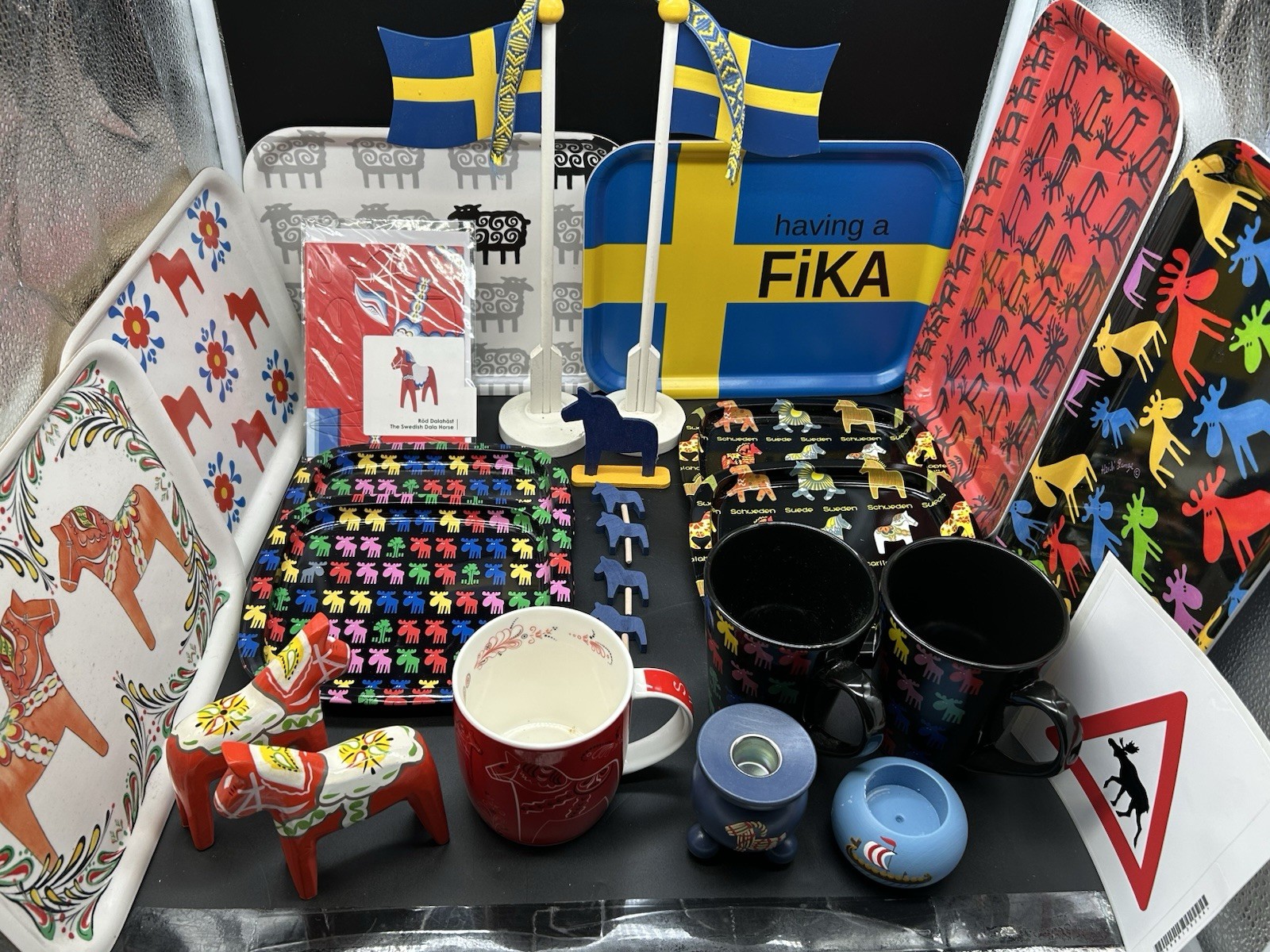 Collection Of Sweden Memorabilia Flags Stickers Magnets And More