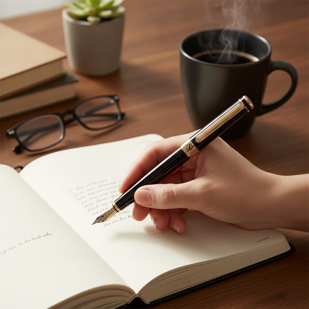 Stunning Black Lacquer Rollerball Pen - Refillable Luxury Writing Tool with Box
