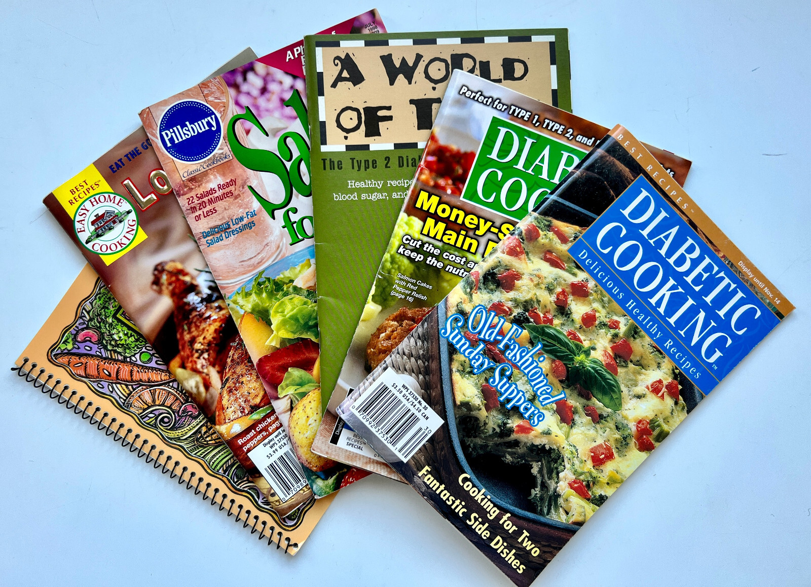 Lot of 6 Low-Carb Diabetic & Salad Cookbooks Pillsbury Ethnic Diabetic Cooking